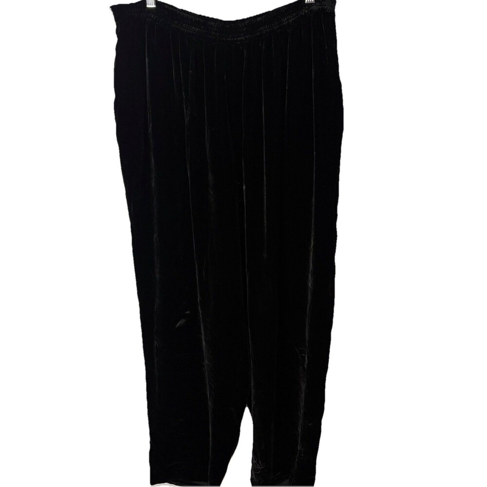 Liz Claiborne Velvet Pants Women 18 Black Silk Rayon Hi-Rise Pocket Luxury Witch